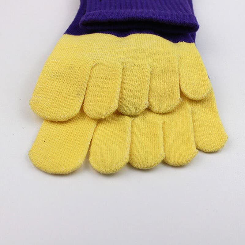 Zuiver katoen man korte vijf vingers sport sokken compressie bont gestreept goede kwaliteit weven zachte elastische gelukkige sokken met teen - Afbeelding 6