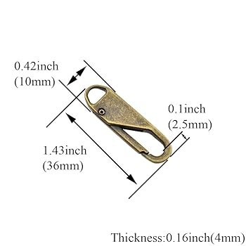 XZX Metal Solid Zipper Pull tab Handle Holder 0.1 inch 2.5