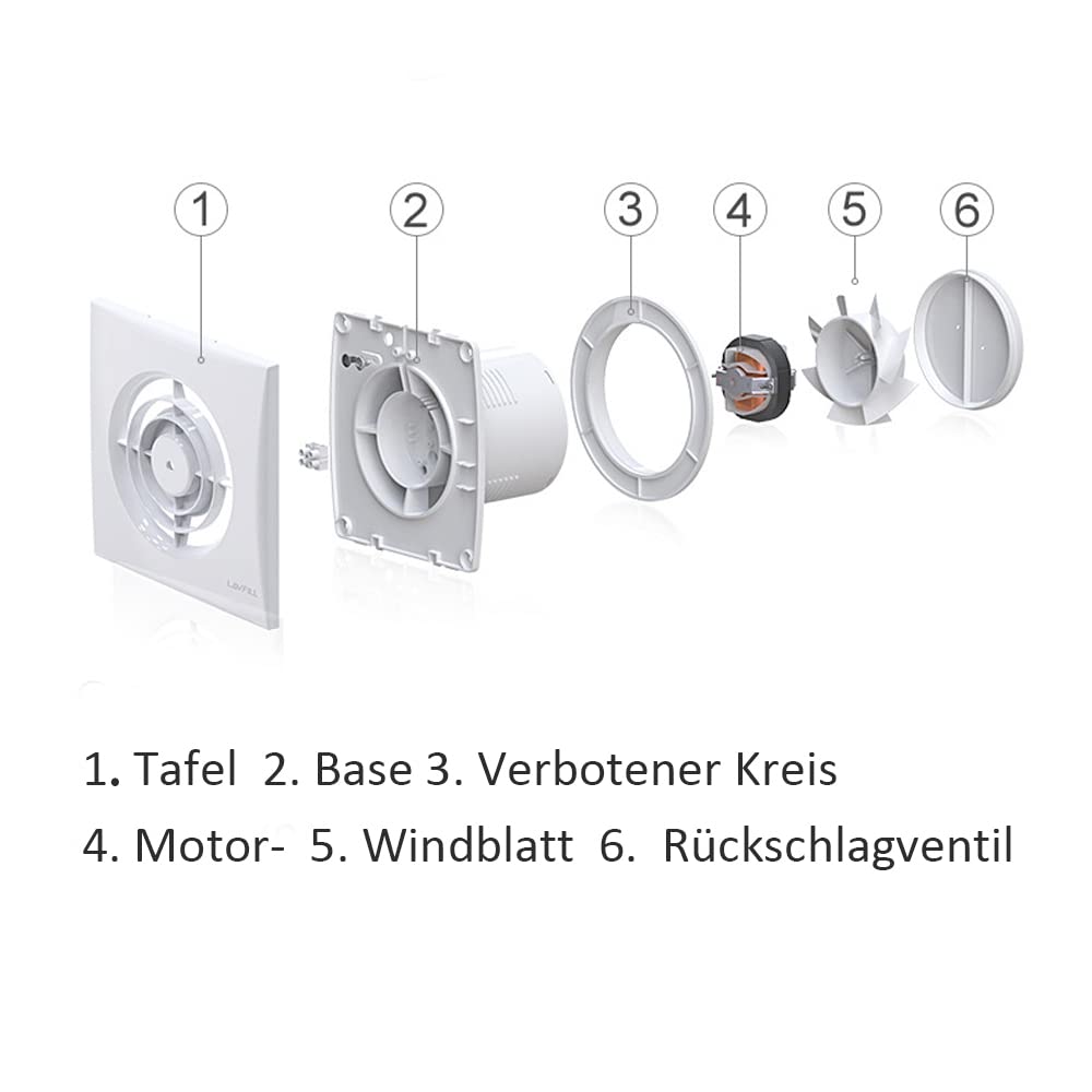 HUGOOME Ventilator de evacuare 150 mm 18 W 320 m³/h, pentru bucatarie, baie, sera, garaj, montare pe fereastra si pe perete