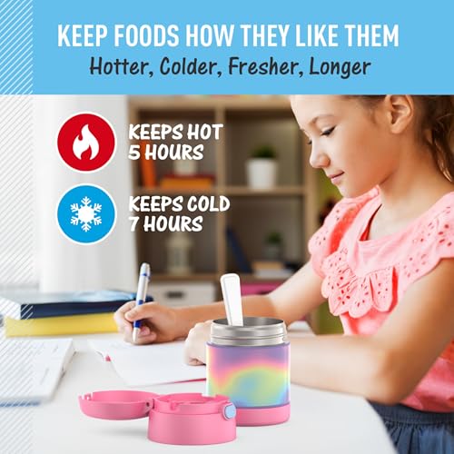 Image of THERMOS FUNTAINER Insulated Food Jar, 10 Ounce, Kid Friendly Food Jar with Foldable Spoon, Rainbow Cloud