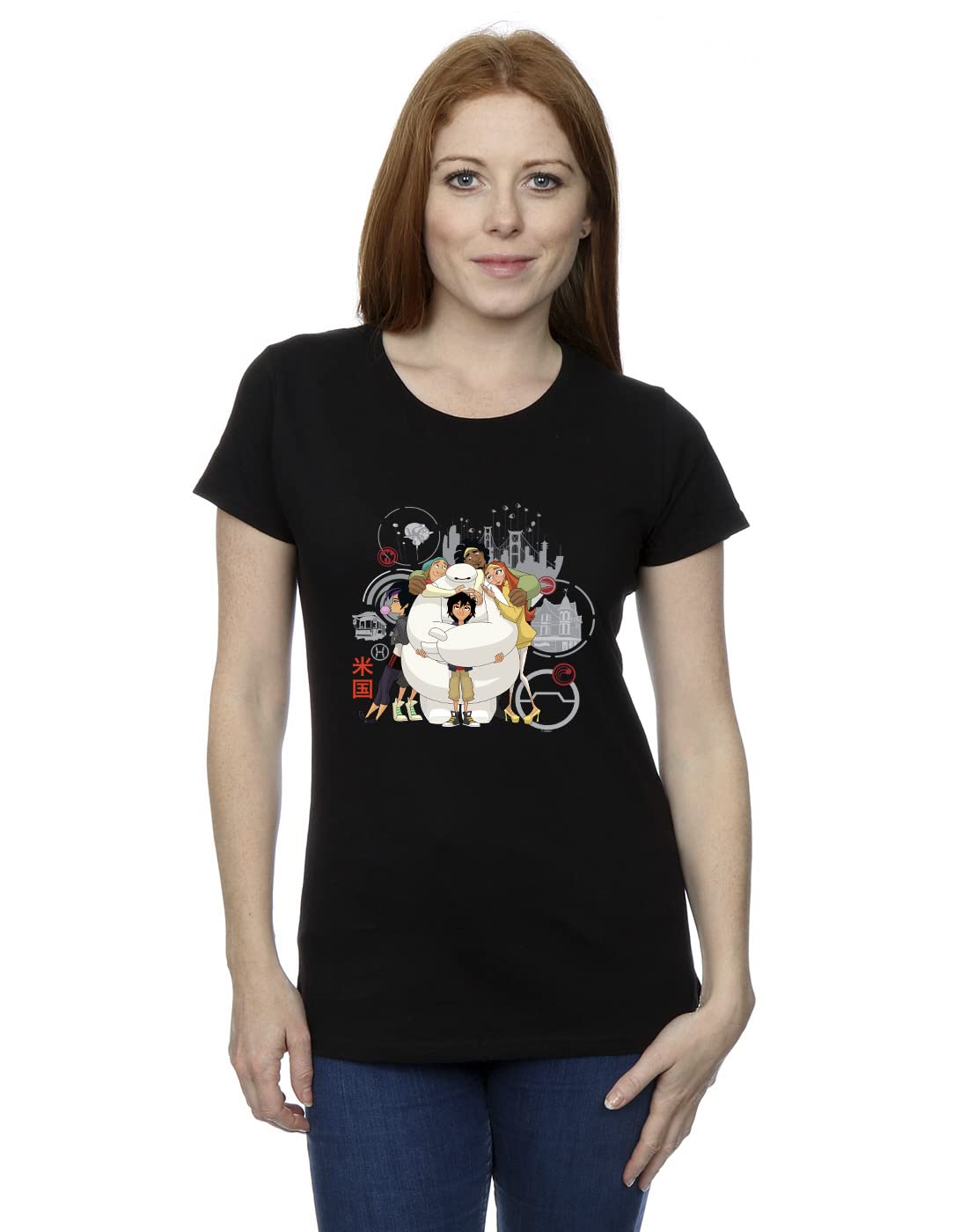 Disney Women's Big Hero 6 Baymax Group Hug T-Shirt Black Medium