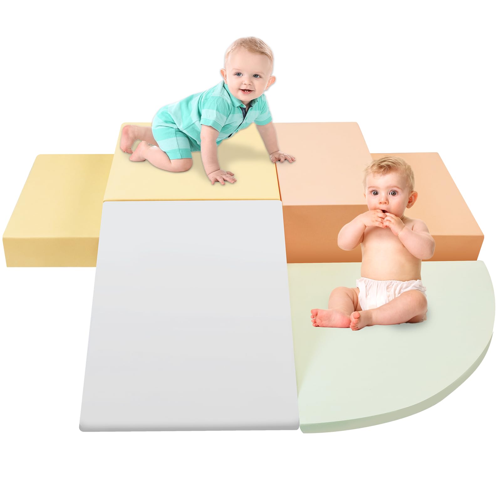 5TLG Softbausteine für Kleinkinder & Babys Schaumstoff Bausteine XXL, Soft Play mit Waschbare Hülle Groß Schaumstoffbausteine kletterblöcke Krabbellandschaft & Motorikspielzeug für Indoor-Spaß
