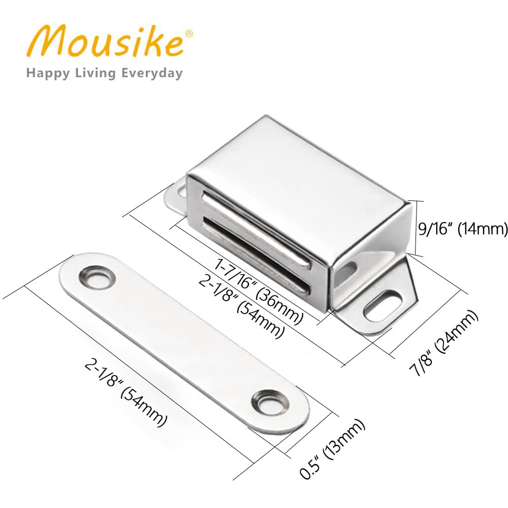 Mousike Schrankmagnete 15kg Edelstahl Magnetischer Türverschluss Magnetisch für Küchenschrank Kleiderschrank Schrank Schranktür Schubladenverriegelung (Silber 12er Pack)