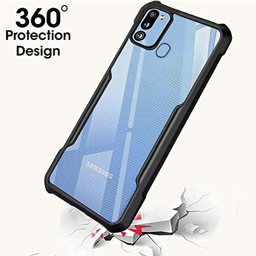 Image of WOW IMAGINE Shock Proof Clear Back Cover Case Mobile Cover for Samsung Galaxy M21 | M30s | M21 2021 (Hard | Hybrid PC + TPU | Full Armour Device & Camera Protection | Black)