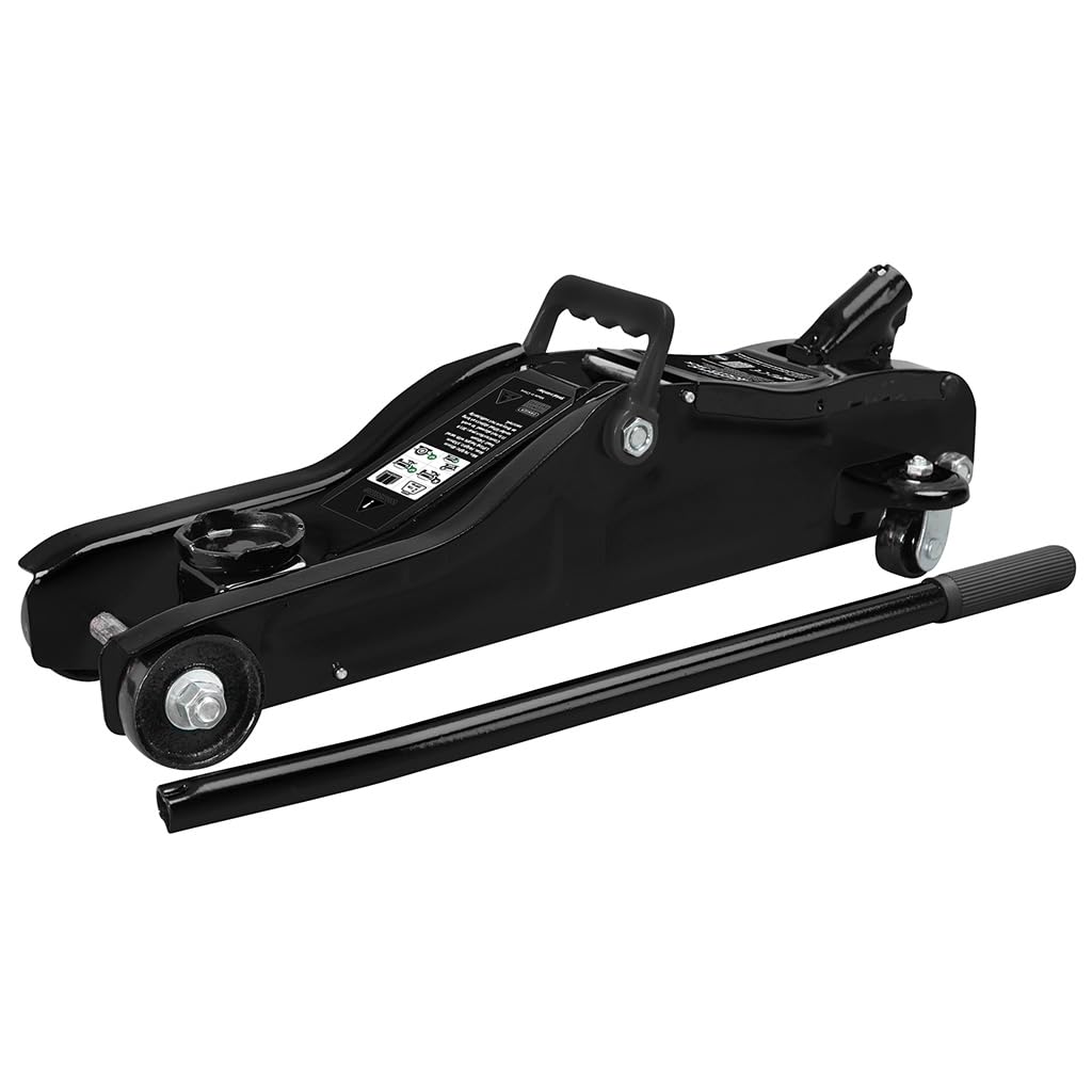 OROK 645186 Cric Hydraulique Rouleur Bas 2 Tonnes – Cric Voiture Profil Bas 85 à 330 mm – Tête Pivotante 360° – Descente Réglable – roulettes Pivotantes – Conforme en 1494, Noir