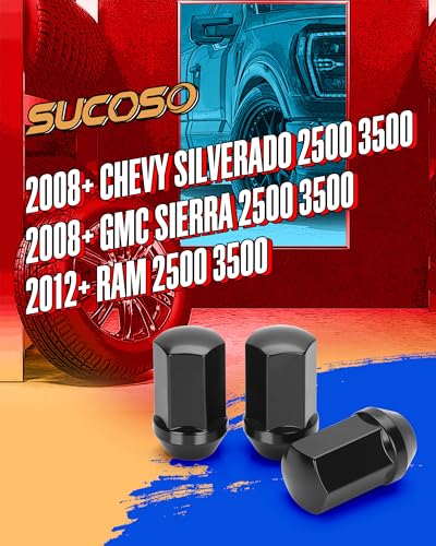 Image of 32pcs 14x1.5 OEM Lug Nuts for Chevy Silverado GMC Sierra 2500 3500, Black | 14mmx1.5 One-Piece Wheel LugNuts, 1.75 inch H 7 /8 inch Hex, Replacement 2012+ Ram 2500 3500, 8 Lug Stock Wheel GM Part No 611-236