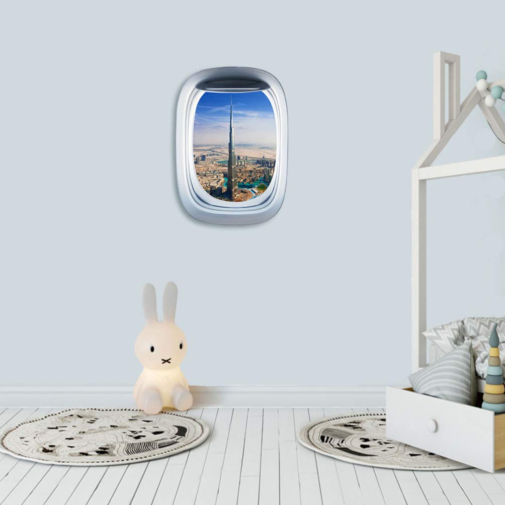 Adesivo Muro Finestra Aereo - Decorazione Parete PVC Oblò Con Vista Montagna 35x50cm - Foto 2