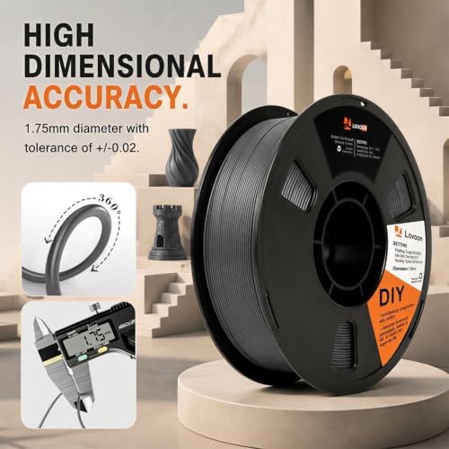 Image of LOVOON PLA Filament 1.75mm, 3D Printer Filament Dimensional Accuracy + /- 0.02mm, Neatly Wound 3D Printing Filament, Fit Most FDM 3D Printers, 1KG Spool(2.2lbs), Dark Grey