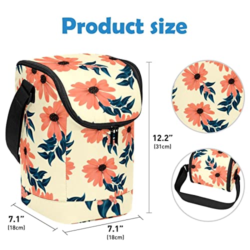 Lonchera grande con diseño floral y correa ajustable para el hombro 4