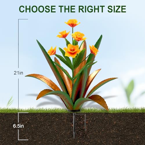 Image of TOMBABY Huge Metal Agave Plants Outdoor Decoration Outdoor Garden Decorated with Flowers Mexican Yard Art Plant Garden Gift (Green 2 Pack)