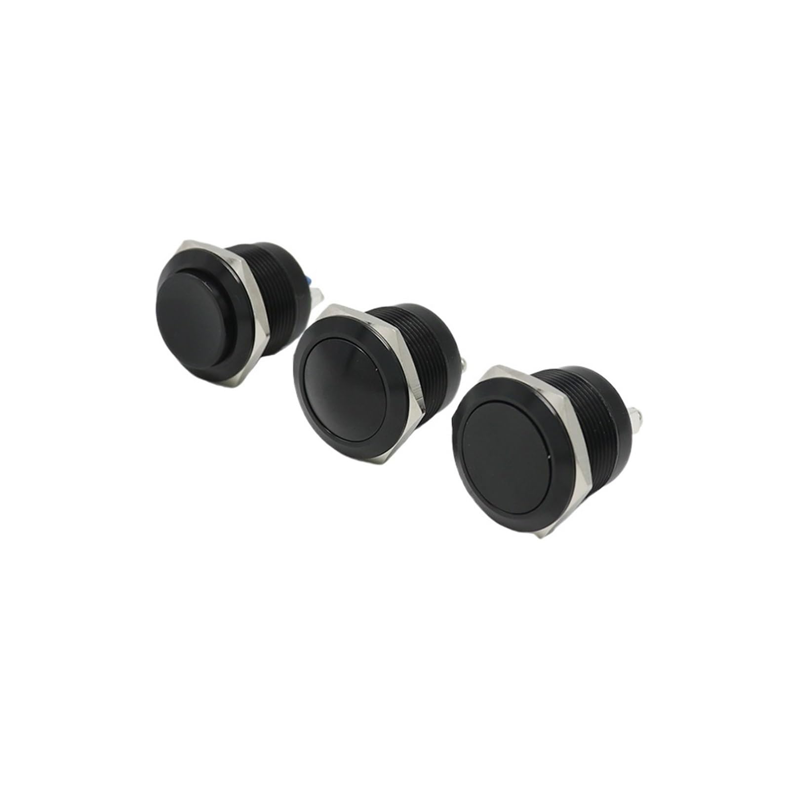 Bouton-Poussoir 22mm étanche en métal noir pour haut-parleur et PC