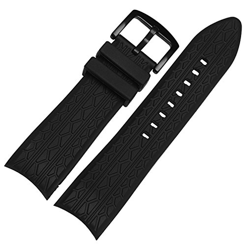 Preisvergleich Produktbild Neue 24 mm Reifen schwarz Silikon Uhrenarmband Band Schwarz Schnalle