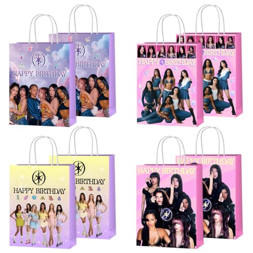Image of xituodai 16Pcs Kattseye Birthday Party Decorations Goodie Bags Double Side Fashion Singer Theme Colorful Paper Candy Bags with Handle for Happy Birthday Party Supplies