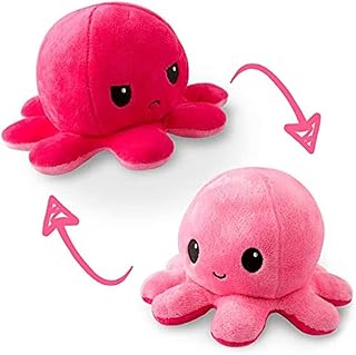 LIANLI, O Polvo Reversível Original Plushie Bonito Sensório Fidget Animais de Pelúcia Que Mostram Seu Humor 4 polegadas(Rosa Claro e Rosa Escuro)