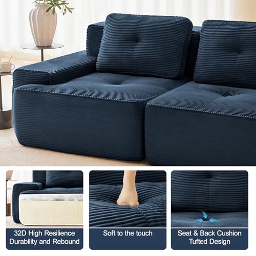 Image of Corduroy Modular Sectional Sofa, Oversized Cloud Couches for Living Room