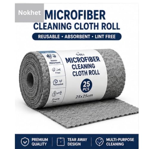 Image of Microfiber Cleaning Cloth Roll, 25Pcs, 4000 Times Washable - 10X Cheaper Than Paper Kitchen Towel Roll - Ultra Absorbent Lint Free Microfiber Cleaning Cloth for Kitchen - Tearable, Reusable