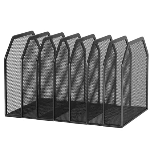 Bannik 金属製7セクションファイルフォルダーオーガナイザー、デスク用縦型オフィスファイルホルダー、本やバインダー用のデューティメッシュドキュメントソーター
