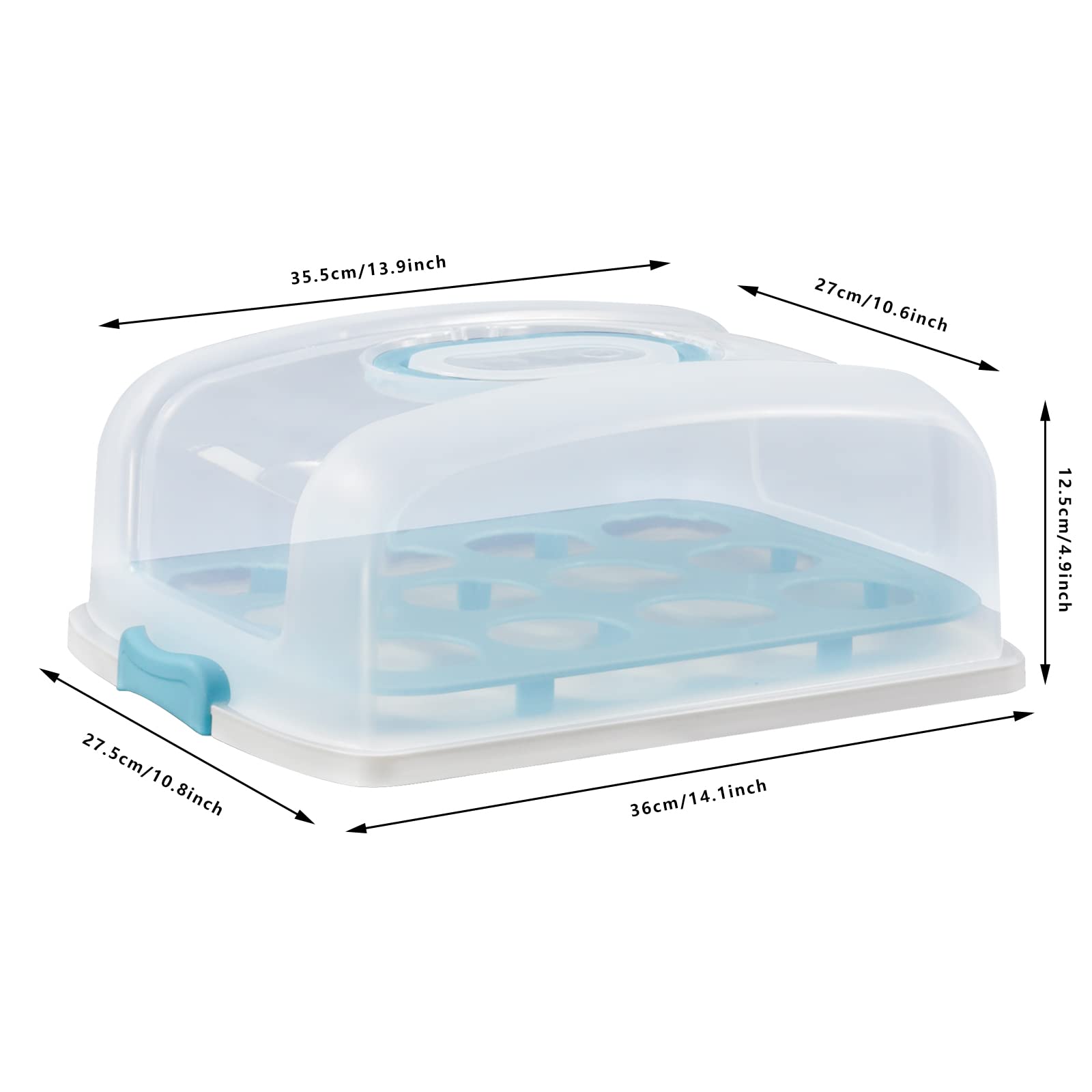 Blue Cake Carrier - 12 Cupcake or Cake Holder -2
