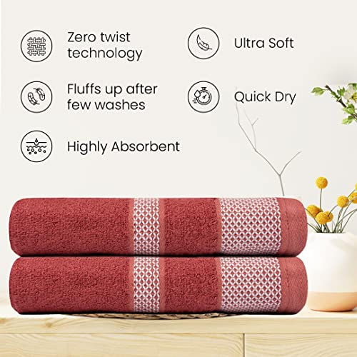Image of Zero Twist Bamboo Towels for Bath | Ultra Soft, Highly Absorbent, Quick Dry, Anti Bacterial Bamboo Bath Towel for Men & Women || 450 GSM, 29 x 59 Inches (1, Rust)