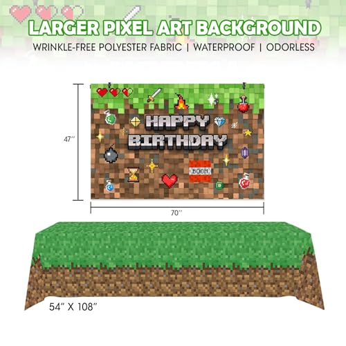 image for Youkali Pixel Game Birthday Party Decorations for Boys, Pixel party su