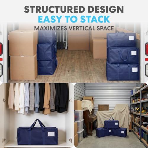 Image of Simpli-Magic Heavy Duty Moving Bags, 12 Pack, Extra Large Reusable Storage & Relocation Bags with Carry Handles & Zipper