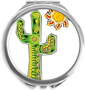 Hand-painted Cactus Mexico Culture Element Hand Compact Mirror Round Portable Pocket Glass