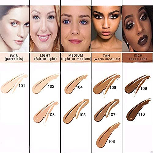 Abrus® - Phoera Foundation And Concealer, Soft Matte Full Coverage, 24Hr Long-Lasting, Oil-Free, Vegan, Waterproof, Kabuki Brush Included (103 Warm Peach) #TOP3
