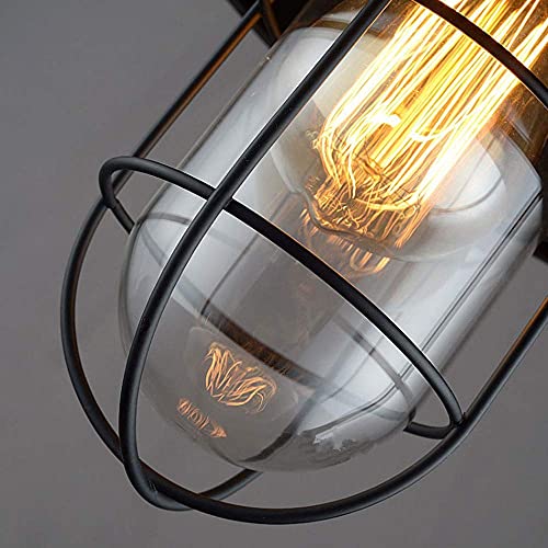 Lámpara industrial lámpara de hierro forjado tipo jaula chandeliers para cocina loft 6