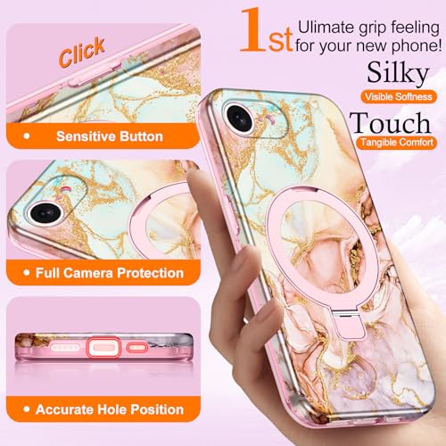 Casehas for iPhone 17e Case 2026, [Magnetic Invisible Stand] [Compatible with MagSafe] [Military Grade Drop Protection] Slim Translucent Matte Back Shockproof Protective Cover, Rose Gold - image 5