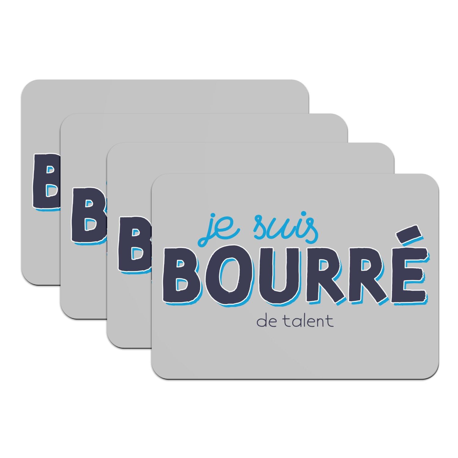 Set de table humour France lot de 4 gris grand format pour apéro