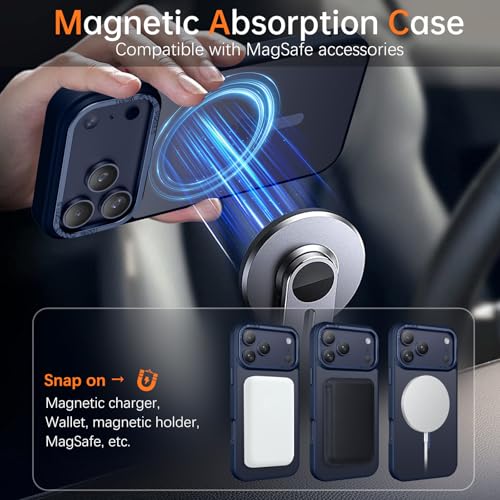 Image of YINLAI for iPhone 17 Pro Max Case 6.9-inch,Magnetic Compatible with MagSafe, Slim Matte Anti-Fingerprint, Shockproof Full Body Military Grade Protection for iPhone 17 Pro Max Cover, Deep Blue