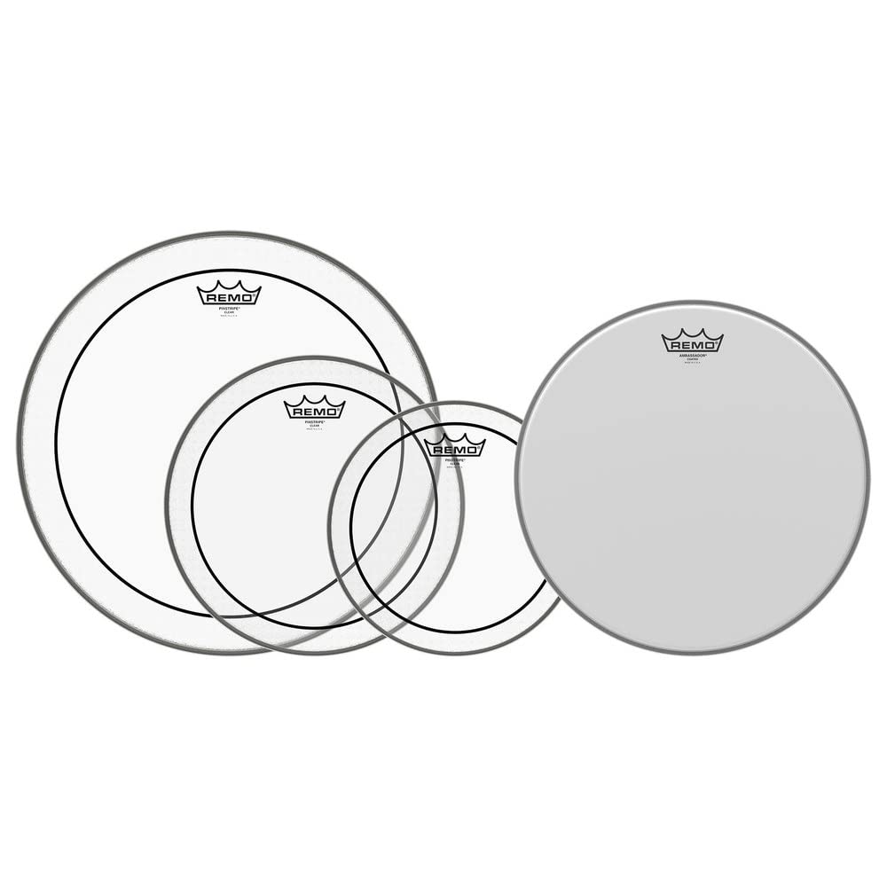 Remo PP-0320-PS - Testa per batteria Pro Pack gessato, trasparente, 12 pollici, 13 pollici, 16 pollici + 14 I in omaggio