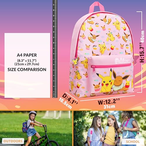 Image of Pokemon Backpack Kids School Bag Boys Girls Teens Pikachu Pokeball