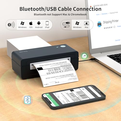 Gloryang Bluetooth Thermal Shipping Label Printer, 4X6 Inkless Label Machine for iOS, Android, Laptop, Wireless Printer for Small Business, Compatible with Amazon, UPS, Shopify, Black by Gloryang - Image 3