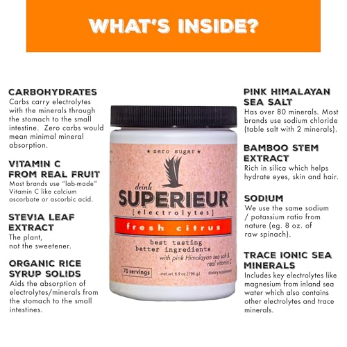 Image of Superieur Sea Mineral Electrolyte Powder, Citrus, 14 Packets