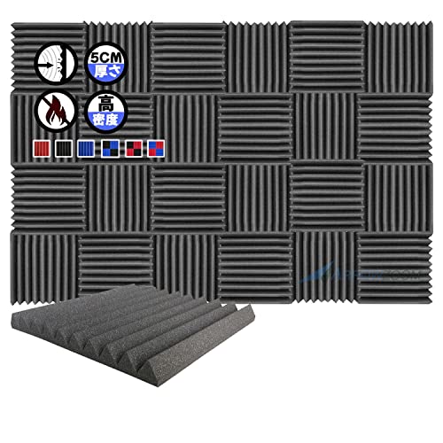 Arrowzoom スーパーダッシュ 新しい 24 ピース 防音 遮音 密度26㎏/m3 作品 吸音材 楽器 緩衝材 防音材 音響泡断熱治療 消音 超強力 騒音 スタジオ 吸音材質 室内装飾 防音対策 500x500x50 mm 縮状態出荷 スタジオレコーディング wedge タイルパネルウェッジサ SD1134 黒