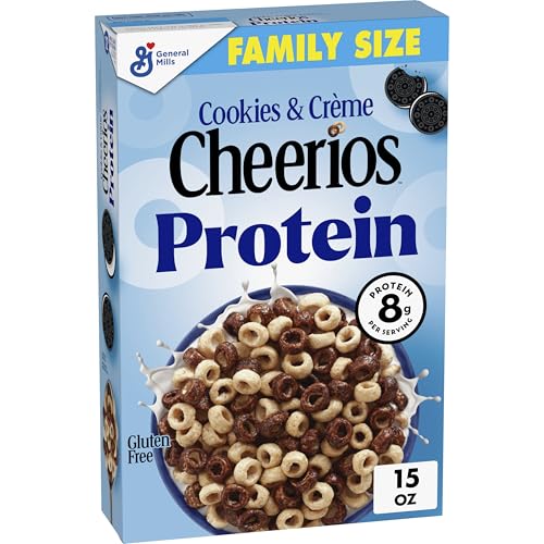 Cheerios Cookies and Crème Protein Cereal, Family Size 15oz, Buy 2 to save more