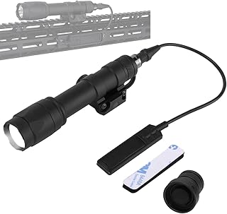 Phoking Tactical Flashlight Rifle Weapon Light M600C Mini Scout Light Mlok Flashlight LED Whitelight Tactical Light with Pressure Switch Black
