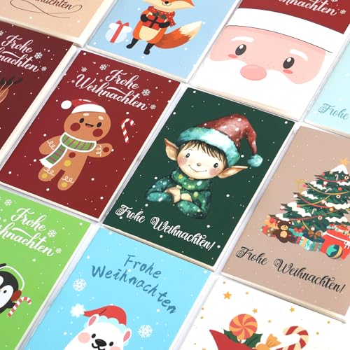 Hopton 12 Stück Mini Notizbuch Weihnachten, Kleine Geschenke für Adventskalender Füllung Kinder, 10×7 cm Weihnachts Notizblock Klein, Party Geschenke Bag Fillers für Kollegen, Schüler