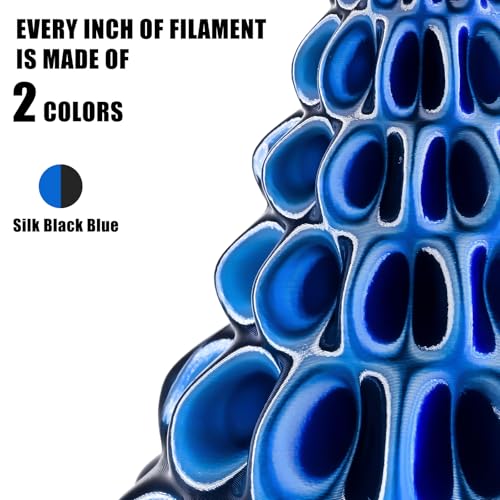 Image of OVV3D Silk PLA Filament 1.75mm, Dual Color PLA Filament 3D Printer Filament, Black Blue 3D Printing Filament + /-0.02mm, 1kg Spool /2.2lb