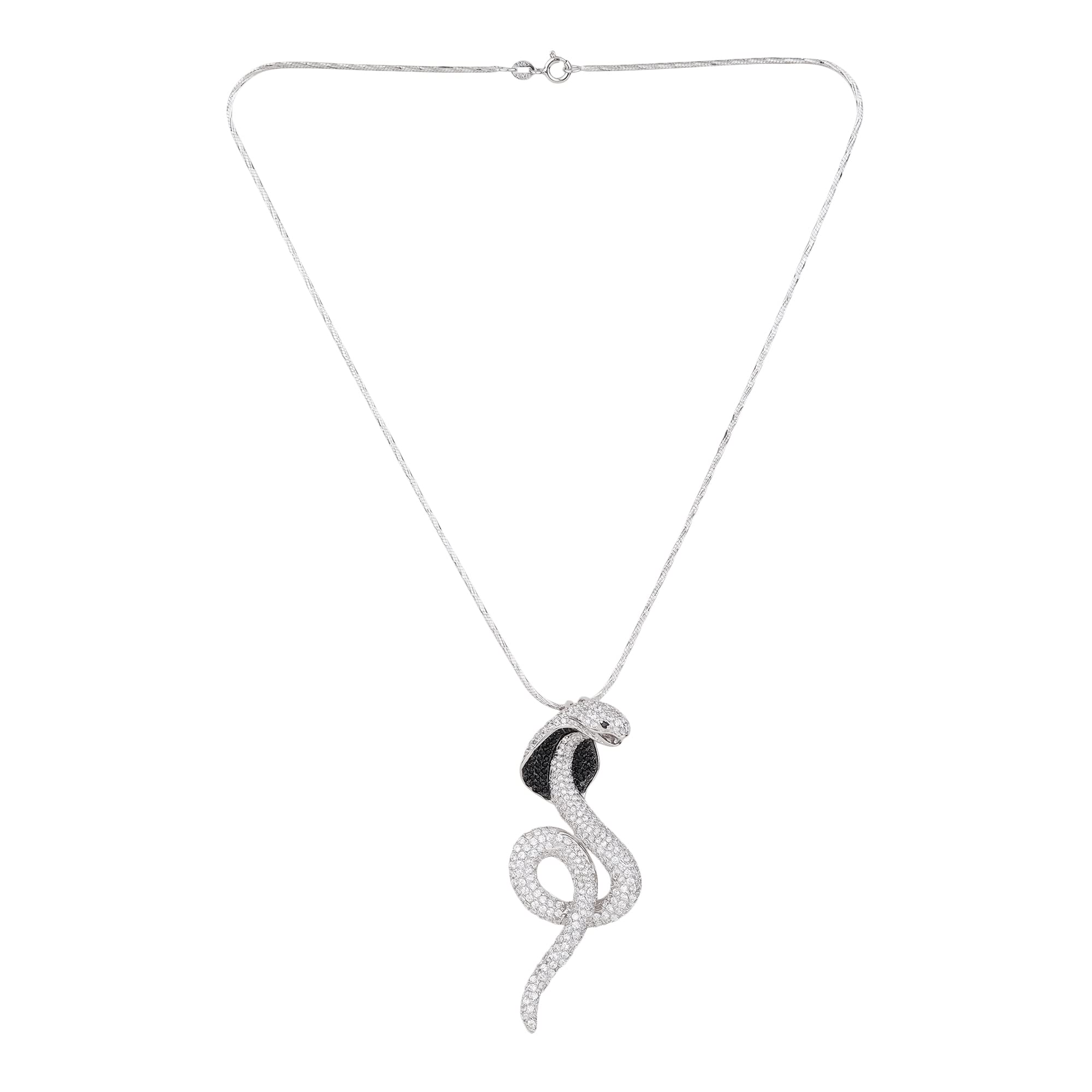 Silver Iced Out Snake Necklace