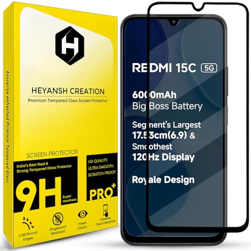 Image of Tempered Glass Screen Protector Compatible for Redmi 15c 5G with Edge to Edge Coverage and Easy Installation Kit