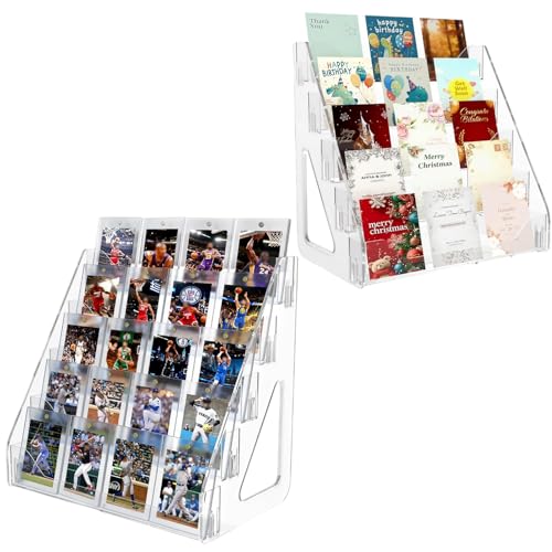 Ceriselle Kartenständer Postkartenhalter & Trading Card Display Stand 5-Tier Aufbewahrungsständer für Sammelkarten Fotos Postkarten und Sticker Büro und Deko Organizer