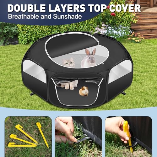 Viscoo Portable Small Animals Playpen, Waterproof Guinea Pig Playpen For Indoor, Small Pet Pop Up Playpen Outdoor For Hamster/Rabbit/Chinchilla/Chick/Ferret/Hedgehog thumb #3