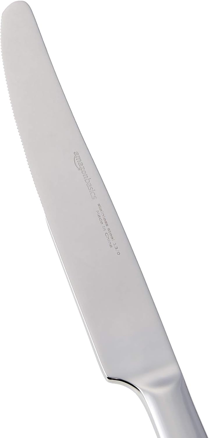 Amazon Basics Stainless Steel Dinner Knife with Square Edge, Pack of 12