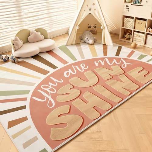 Drydiet Boho Sunshine Classroom Rug 11.8 x 6.6 ft Elementary Educational Daycare Rug Large Preschool Carpet for Classroom Playmat for Kids Toddler Kindergarten Nursery School Early Learning by Drydiet - Used condition - Image 3