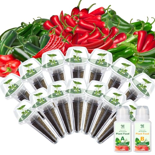 14 POD Pepper Seed Pod Kit, with Serrano, Cayenne, Jalapeño, Bell, Anaheim, Banana Pepper, Grow Anything Seed Pod Kit Compatible with All Hydroponics (14-Pod)
