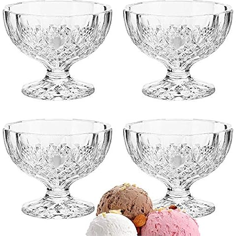 Lavo Home Dessert Ice Cream Cups Mini Truffle Bowls, Salad Fruit Dish Crystal Style Glass - Lead (Pb) Free (4) Cover