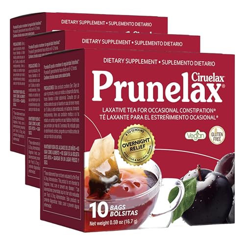 Image of Prunelax Ciruelax Natural Laxative Regular for Occasional Constipation,Tea Bags, Prunes, 10 Bags (Pack of 3)