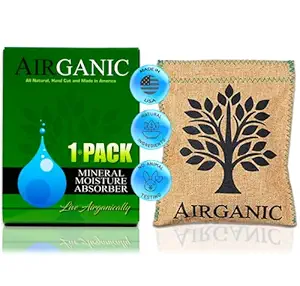 Airganic Natural Dehumidifier Bag, Absorbing Power of USA Minerals & Plants - Car, Safe, Closet, Gun Safe - Kid & Pet Friendly Lifetime Mini Reusable Moisture Absorbers for Home, Bathroom, RV (1 Pack